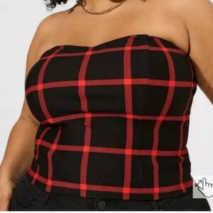 NWT TORRID Black & Red Ponte Zip Up Tube Top Size 2 (18-20)